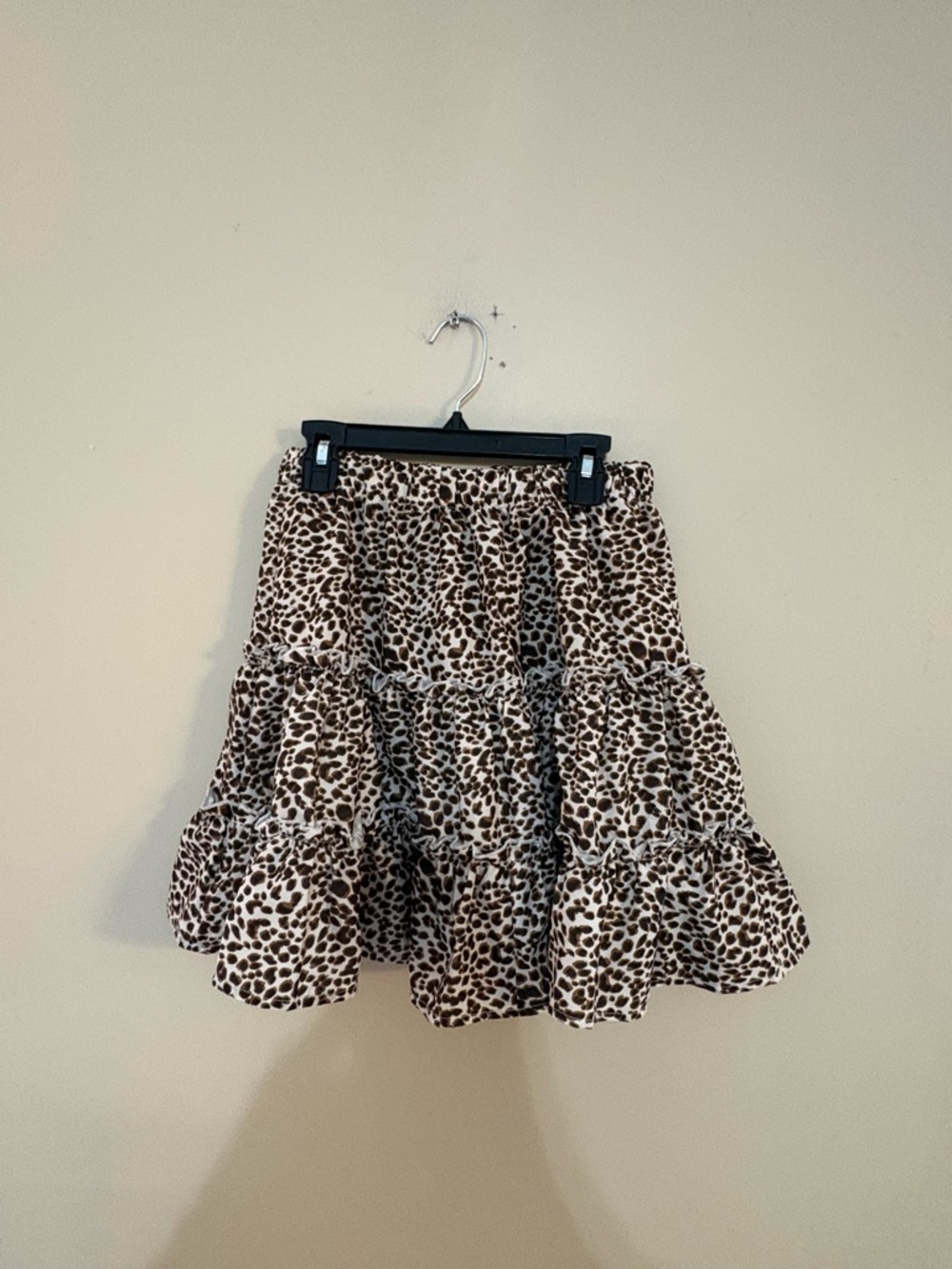 Leopard Print Tiered Mini Skirt - Brown/Black